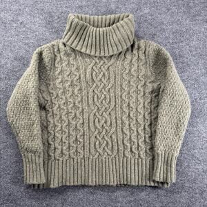 Eddie Bauer Lambs Wool Cable Knit Olive Green Womens Sweater Sz 2XL Fits Medium